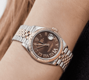 Date just ladies rose gold roman chocolate dial 31mm