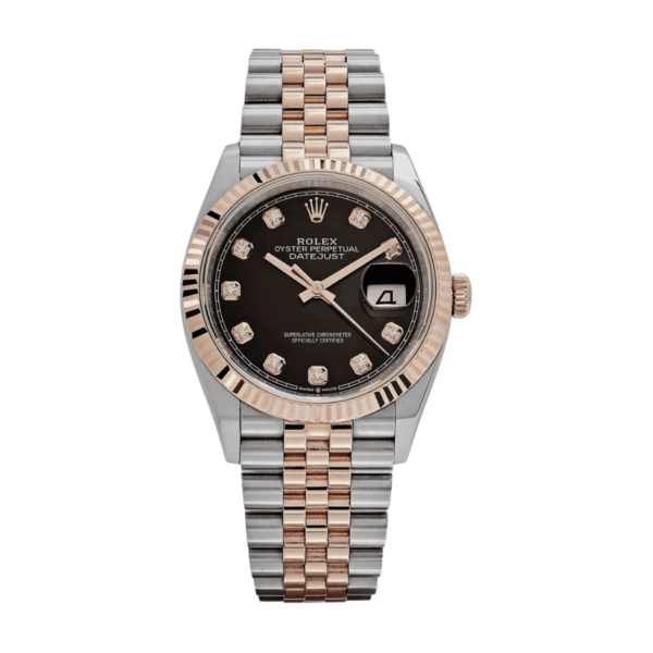Date just rose gold black diamond dial 36mm