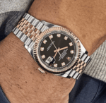 Date just rose gold black diamond dial 36mm