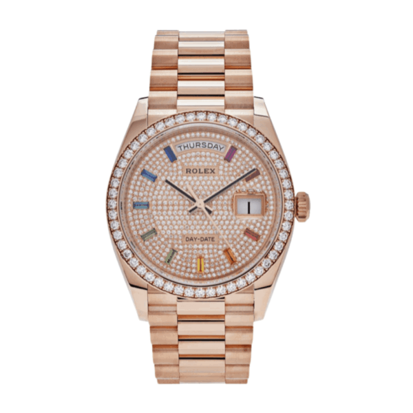 Day-date rose gold diamond pave dial 36mm