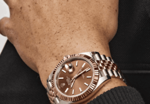 Date just two toned rose gold brown dial 41mm