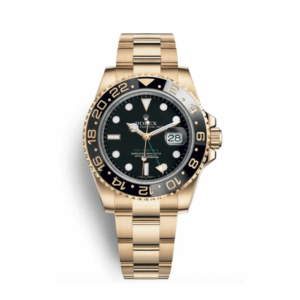 Gmt-master ii yellow gold black dial 40mm