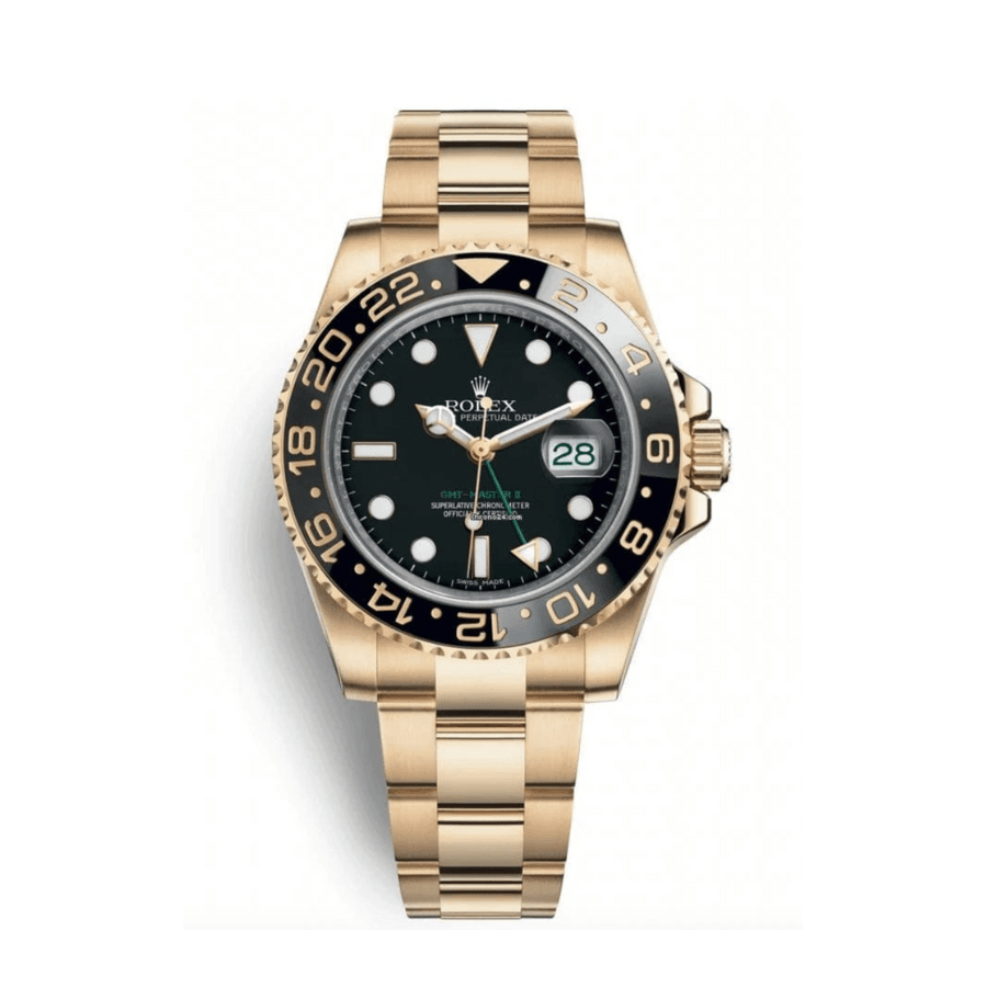 Gmt-master ii yellow gold black dial 40mm
