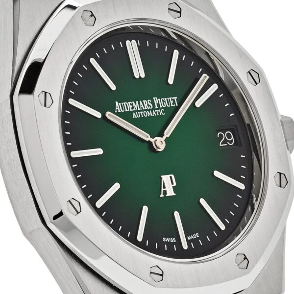 Royal Oak 15202PT.OO.1240PT.01 'Jumbo' Extra-Thin Platinum Green Dial (2021)