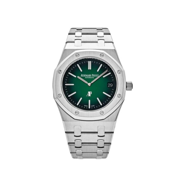Royal Oak 15202PT.OO.1240PT.01 'Jumbo' Extra-Thin Platinum Green Dial (2021)
