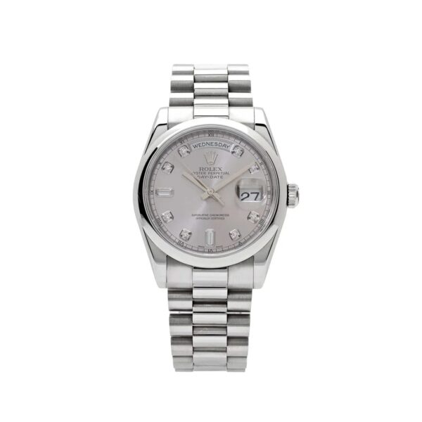 Day-Date 118206 Platinum Silver Diamond Dial (2022)