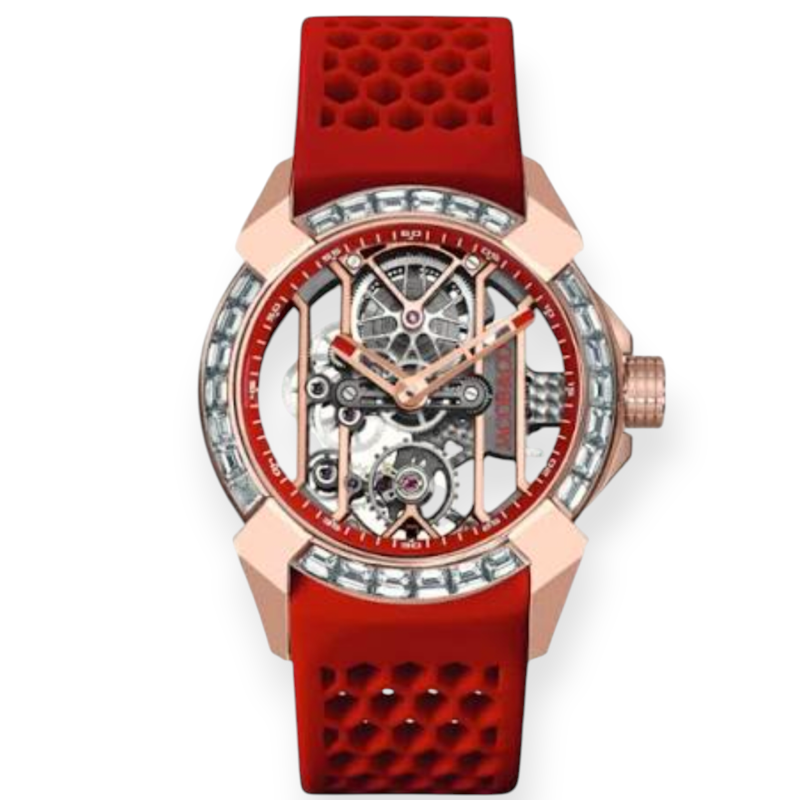Jacob & Co. Epic X 44mm Rose Gold Skeleton Baguette White Diamond Bezel