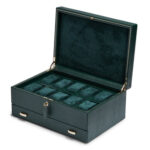 WOLF British Racing 10 Piece Watch Box with Storage | Green